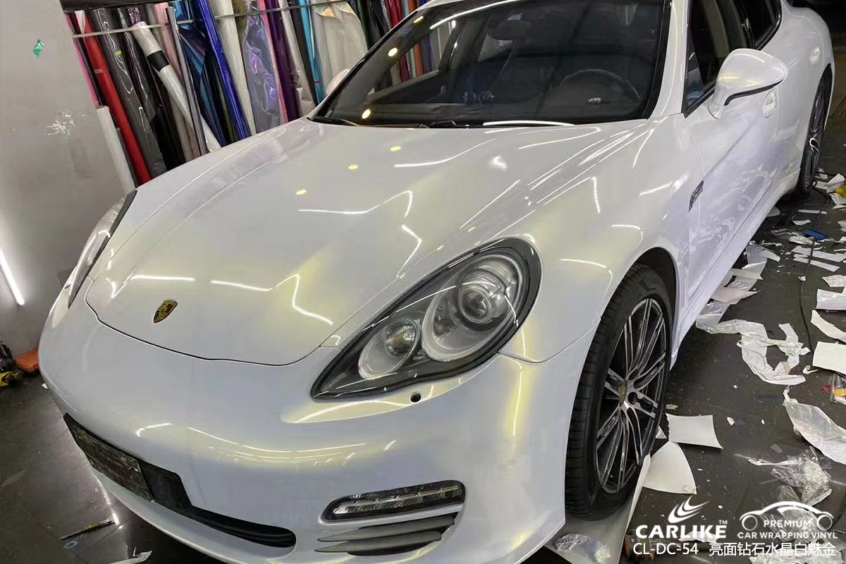 CARLIKE卡莱克™CL-DC-54保时捷钻石水晶白魅金汽车改色膜深圳贴膜案例图