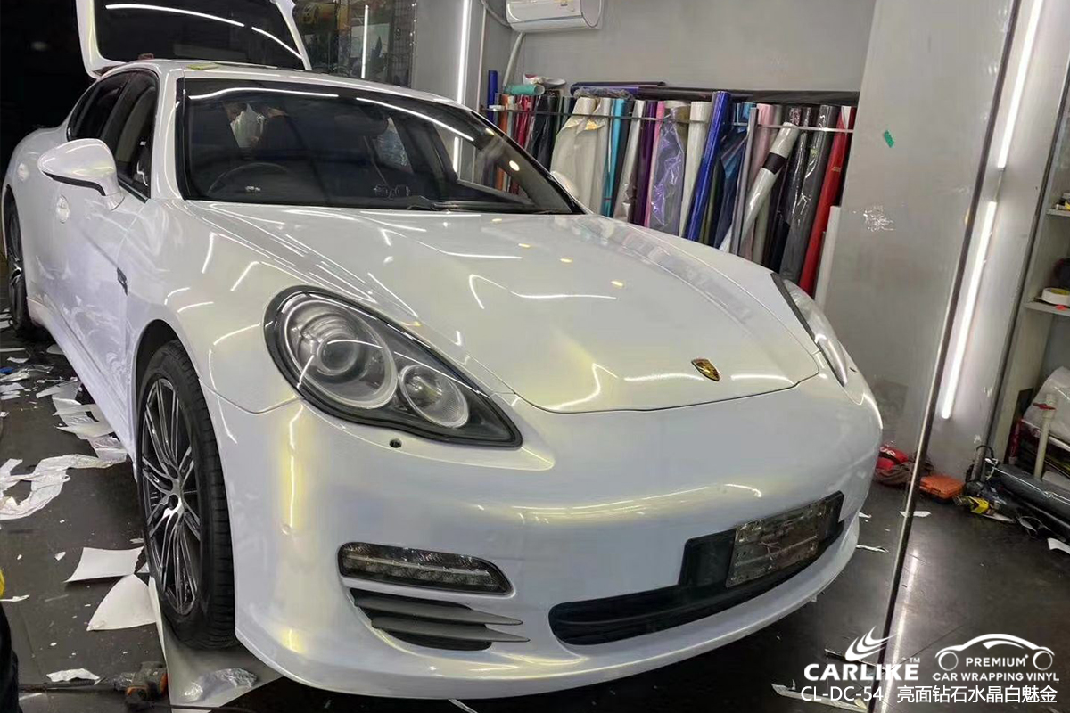 CARLIKE卡莱克™CL-DC-54保时捷钻石水晶白魅金汽车改色膜深圳贴膜案例图