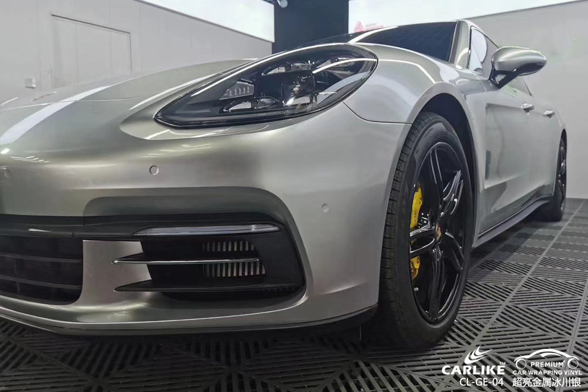 CARLIKE卡莱克™CL-GE-04保时捷超亮金属冰川银车身改色膜大连贴膜案例图