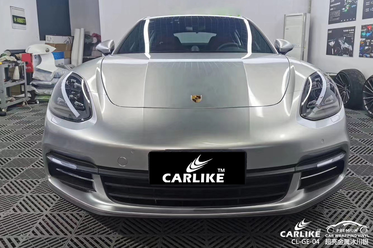 CARLIKE卡莱克™CL-GE-04保时捷超亮金属冰川银车身改色膜大连贴膜案例图