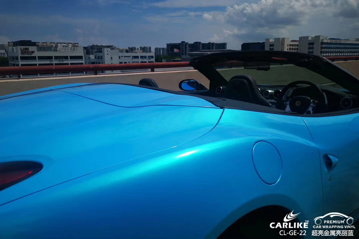 CARLIKE卡莱克™CL-GE-22法拉利超亮金属亮丽蓝车身改色膜南京施工效果图