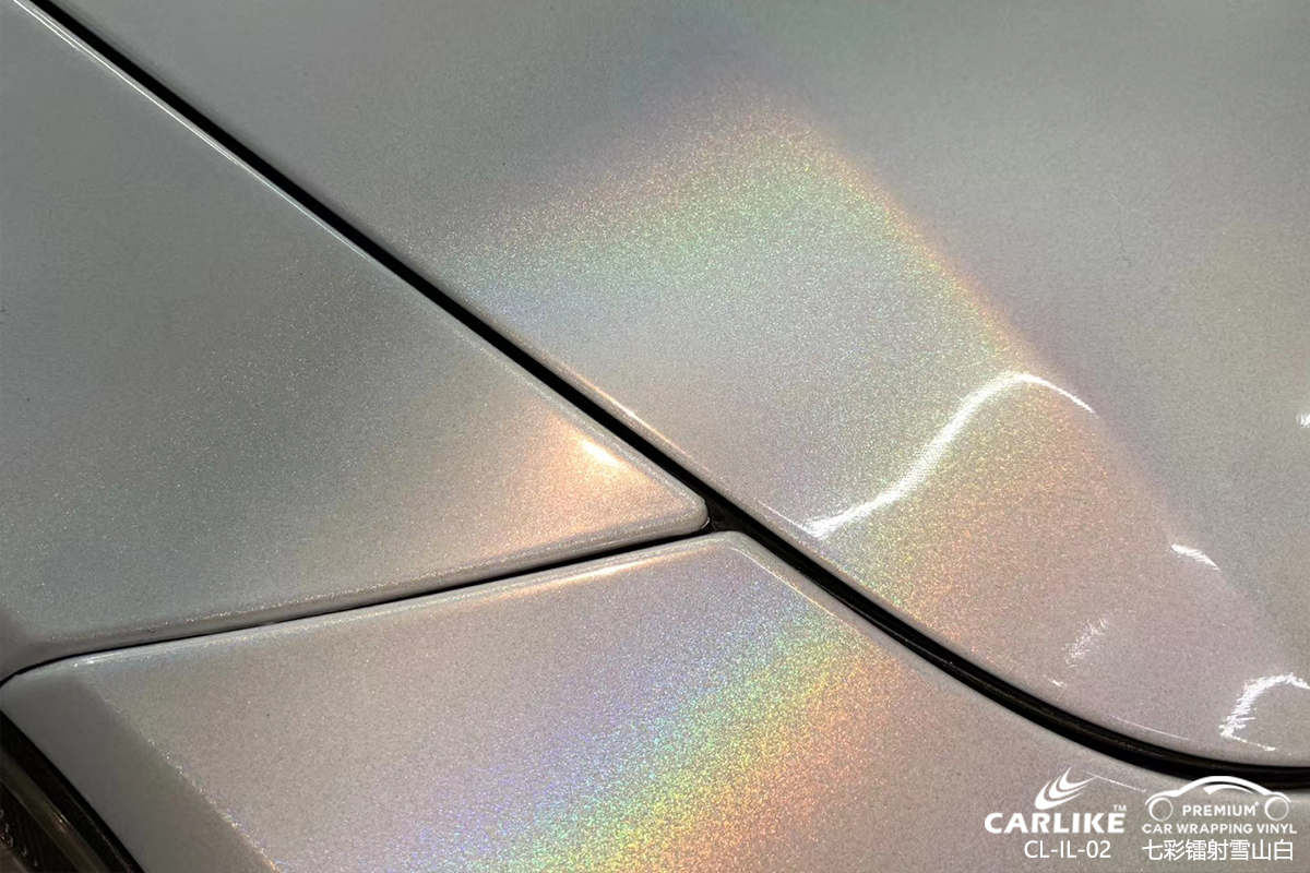 CARLIKE卡莱克™CL-IL-02保时捷七彩镭射雪山白车身改色膜深圳贴膜案例图