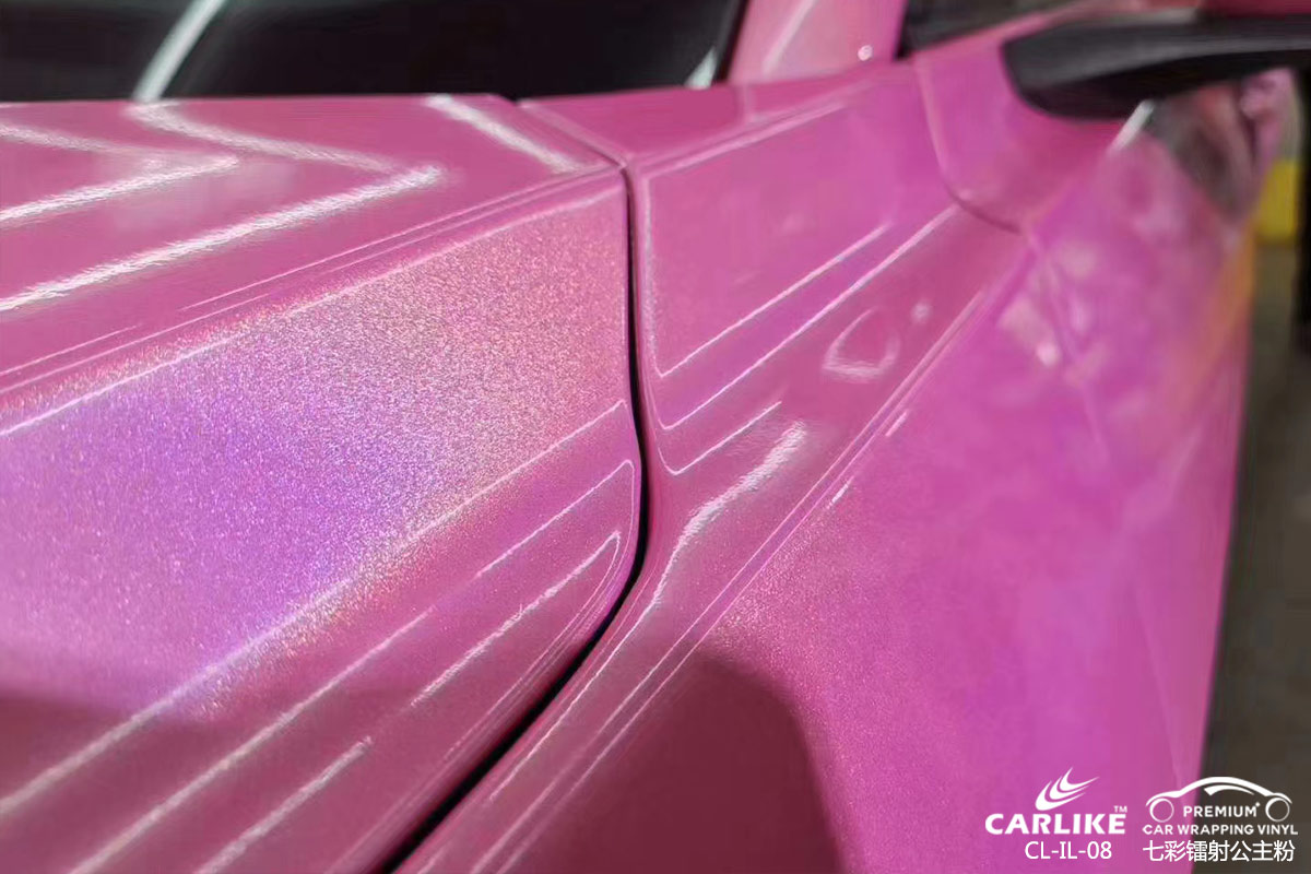 CARLIKE卡莱克™CL-IL-08野马七彩镭射公主粉车身改色膜重庆贴膜案例图
