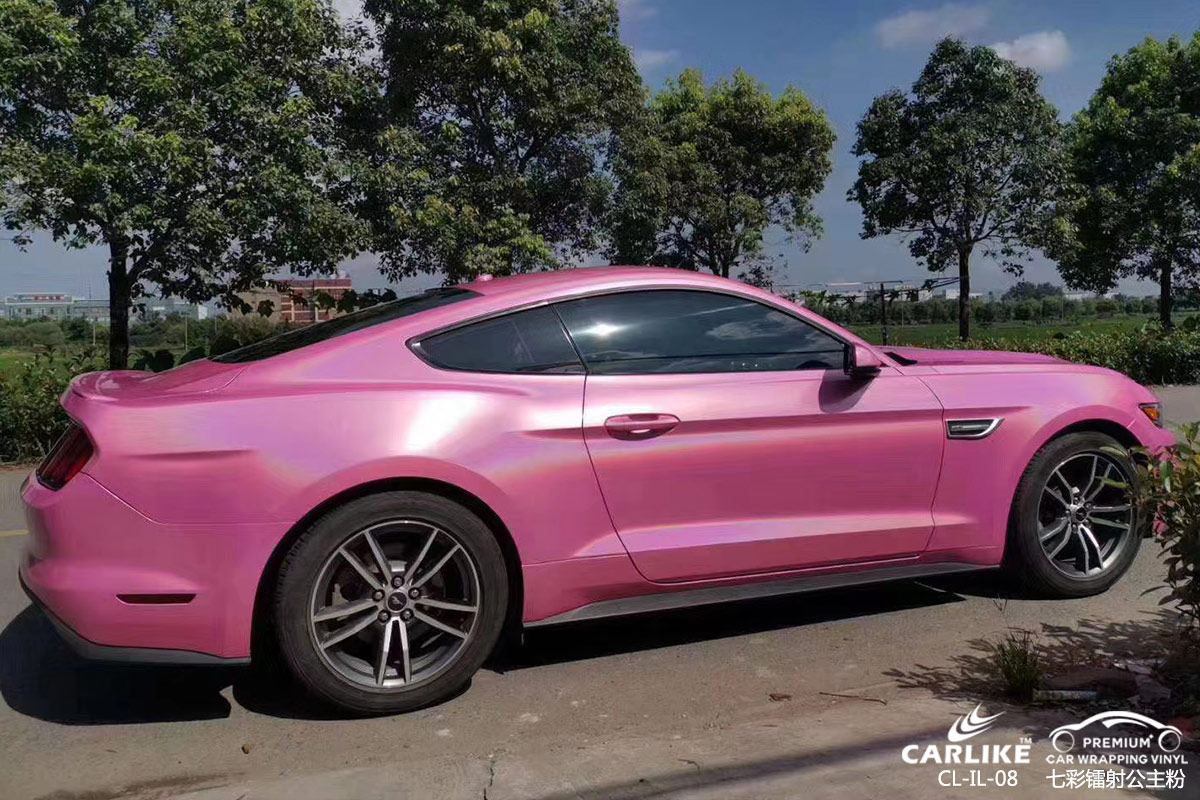 CARLIKE卡莱克™CL-IL-08野马七彩镭射公主粉车身改色膜重庆贴膜案例图