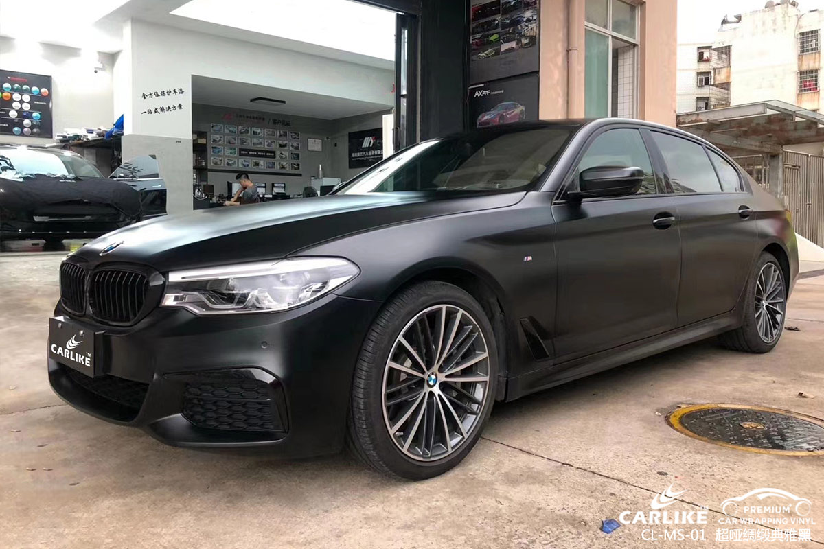 CARLIKE卡莱克™CL-MS-01宝马超哑绸缎电业黑车身改色膜郑州贴膜案例图