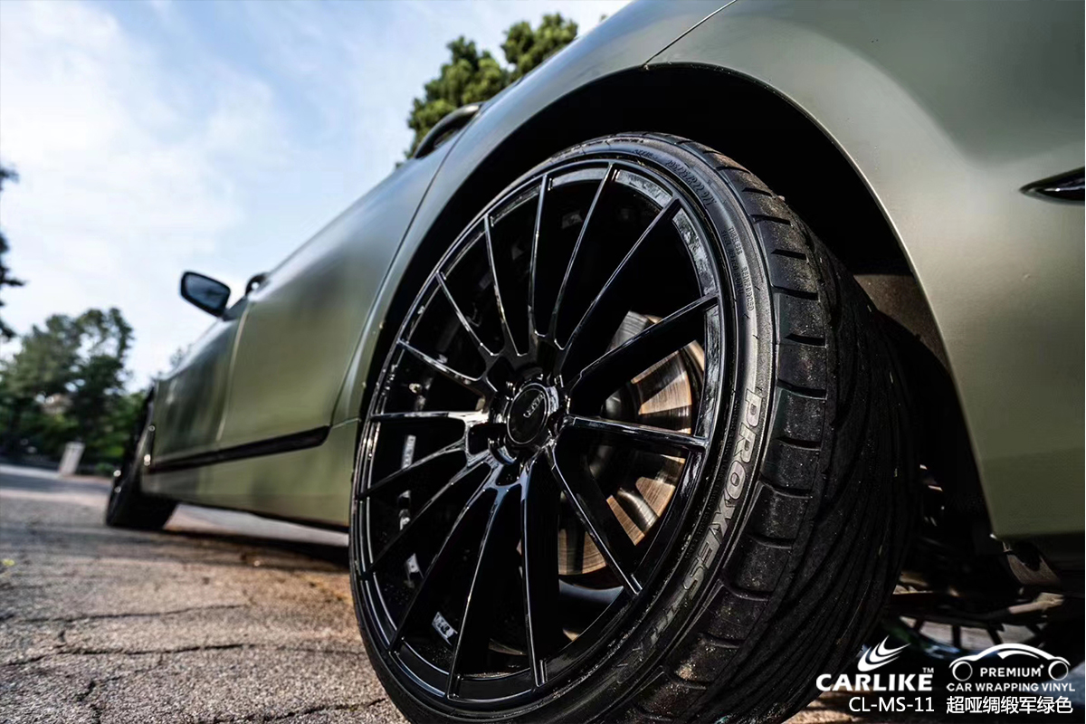 CARLIKE卡莱克™CL-MS-11宝马超哑绸缎军绿色车身改色膜常州贴膜案例图