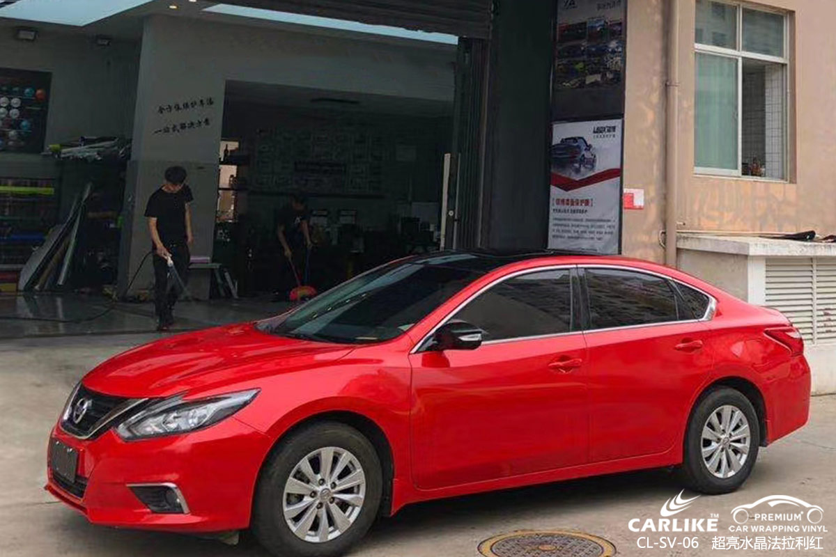 CARLIKE卡莱克™CL-SV-06日产超亮水晶法拉利红车身改色膜重庆贴膜案例图