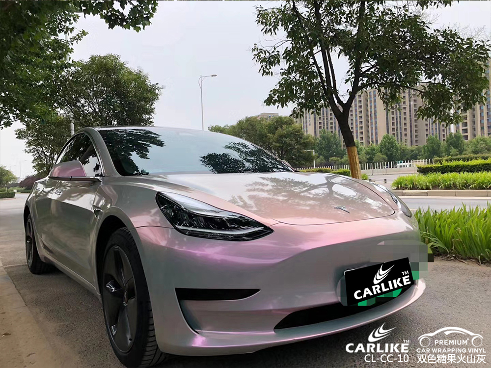 CARLIKE卡莱克™CL-CC-10特斯拉双色糖果梦幻火山灰汽车改色膜济源贴膜案例图