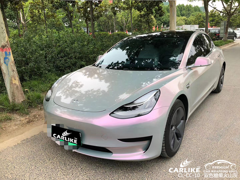 CARLIKE卡莱克™CL-CC-10特斯拉双色糖果梦幻火山灰汽车改色膜济源贴膜案例图