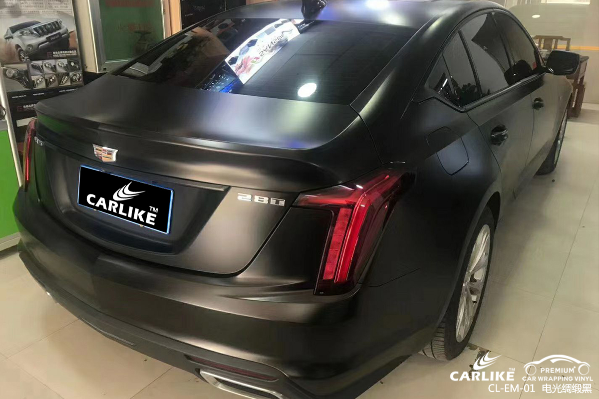 CARLIKE卡莱克™CL-EM-01凯迪拉克金属电光绸缎黑汽车改色膜黄冈贴膜案例图