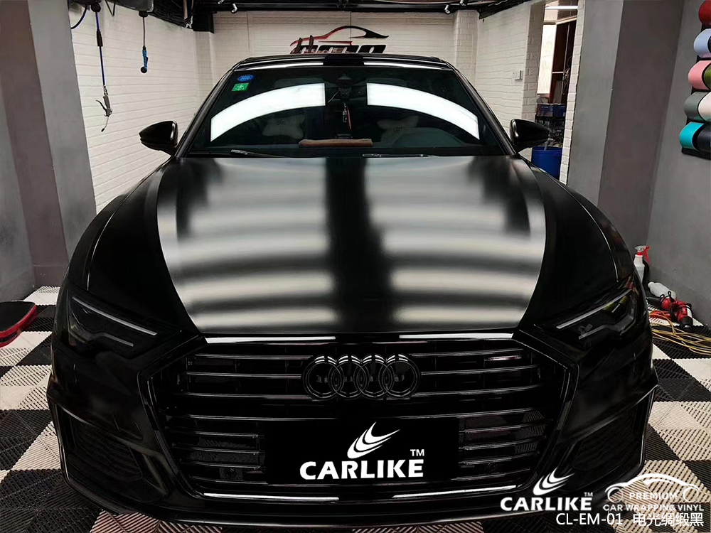 CARLIKE卡莱克™CL-EM-01奥迪金属电光绸缎黑汽车改色膜信阳贴膜案例图