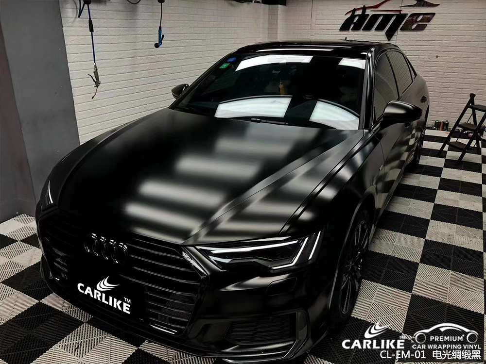 CARLIKE卡莱克™CL-EM-01奥迪金属电光绸缎黑汽车改色膜信阳贴膜案例图