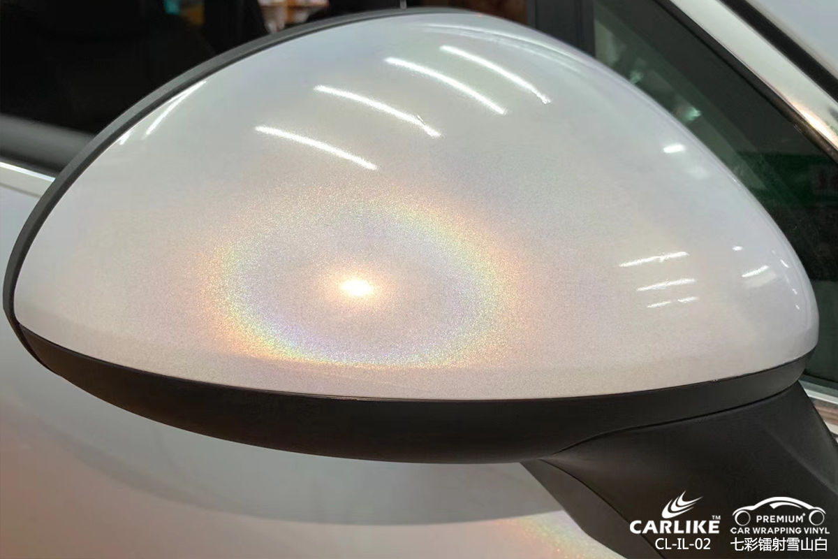 CARLIKE卡莱克™CL-IL-02保时捷七彩镭射雪山白汽车改色膜荆州贴膜案例图