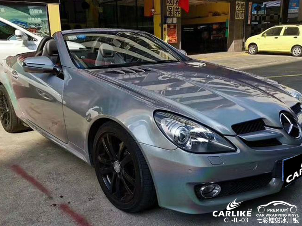 CARLIKE卡莱克™CL-IL-03保时捷七彩镭射冰川银汽车改色膜郑州贴膜案例图