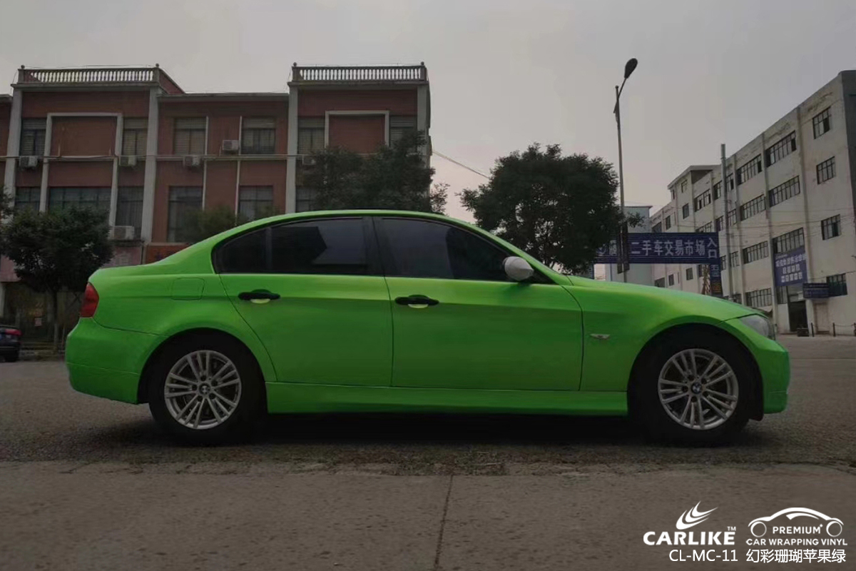 CARLIKE卡莱克™CL-MC-11宝马幻彩珊瑚苹果绿汽车改色膜随州贴膜案例图