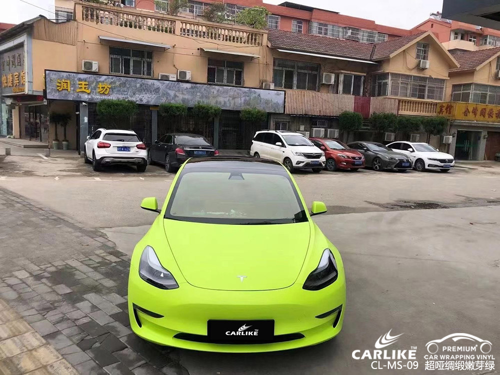 CCARLIKE卡莱克™CL-MS-09特斯拉超哑绸缎嫩芽绿全车改色