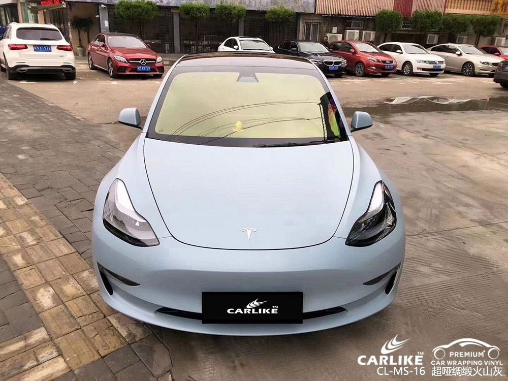 CARLIKE卡莱克™CL-MS-16特斯拉超哑绸缎火山灰全车施工