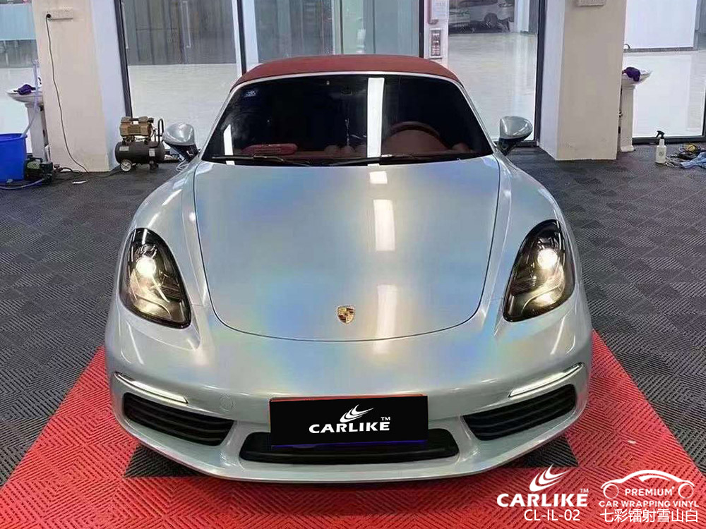 CARLIKE卡莱克™CL-IL-02保时捷七彩镭射雪山白全车贴膜改色