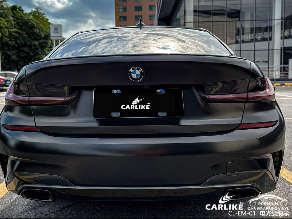 CARLIKE卡莱克™CL-EM-01宝马电光绸缎黑全车贴膜施工