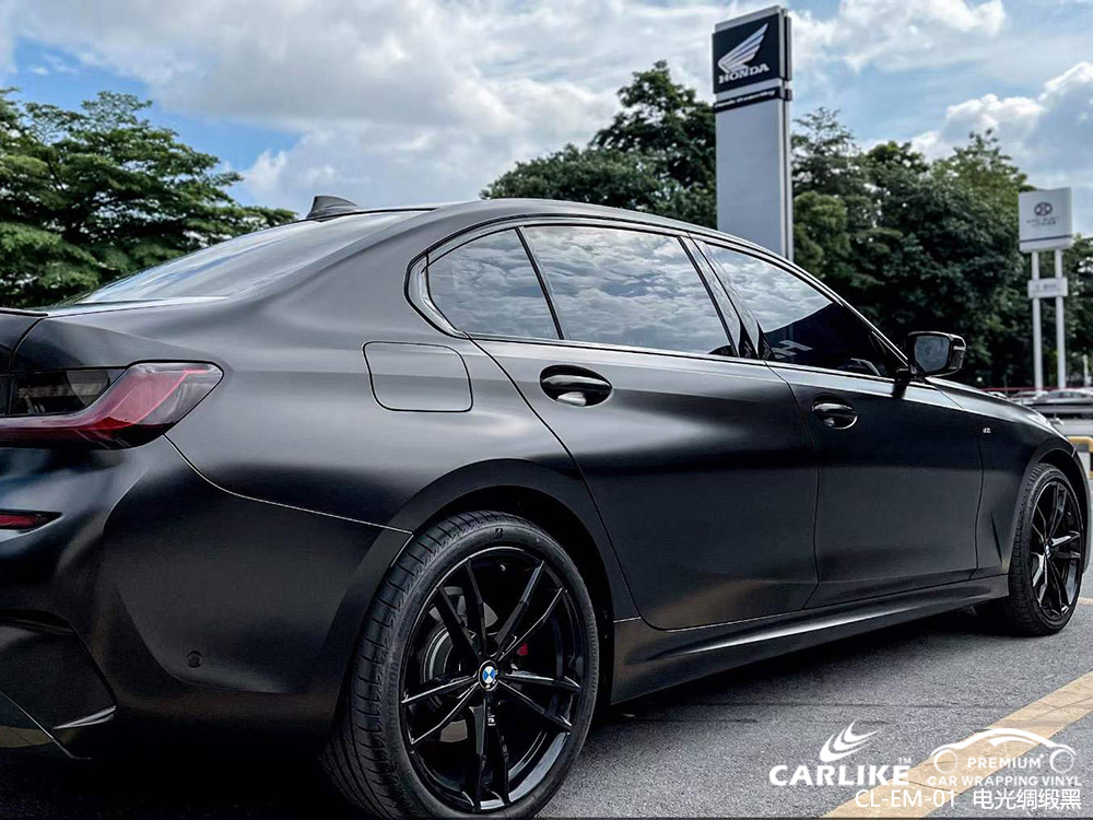 CARLIKE卡莱克™CL-EM-01宝马电光绸缎黑全车贴膜施工