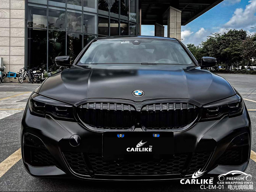 CARLIKE卡莱克™CL-EM-01宝马电光绸缎黑全车贴膜施工