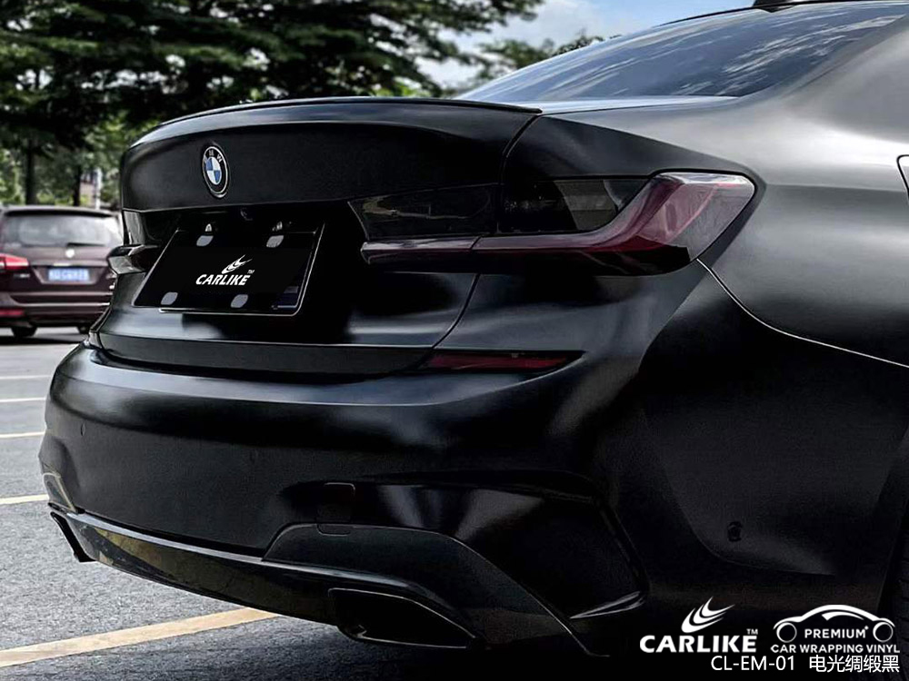 CARLIKE卡莱克™CL-EM-01宝马电光绸缎黑全车贴膜施工