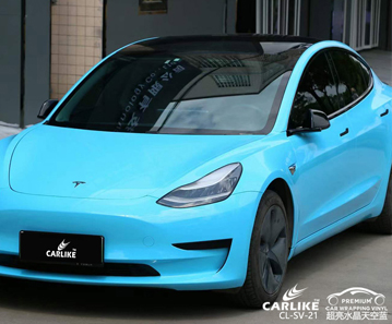 CARLIKE卡莱克™CL-SV-21特斯拉超亮水晶天空蓝全车贴膜施工