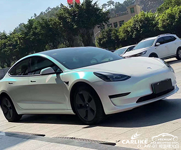 CARLIKE卡莱克™CL-AW-01特斯拉哑面曙光白全车改色